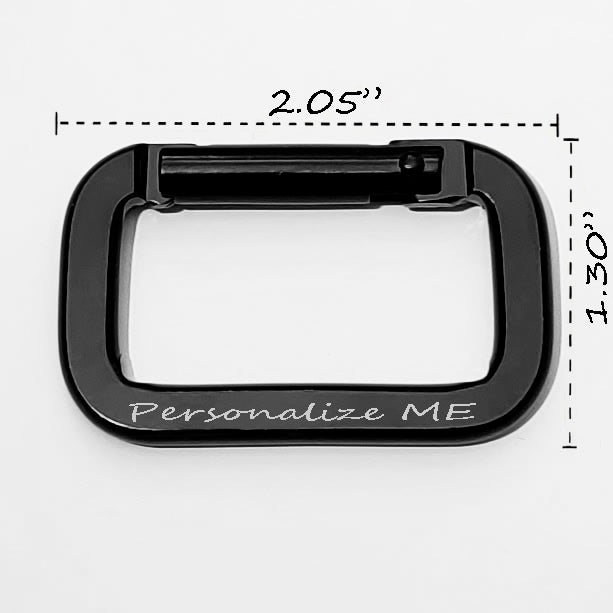 Think Engraved Custom Keychain Engraved Black Carabiner Keychain Ring Square Shaped