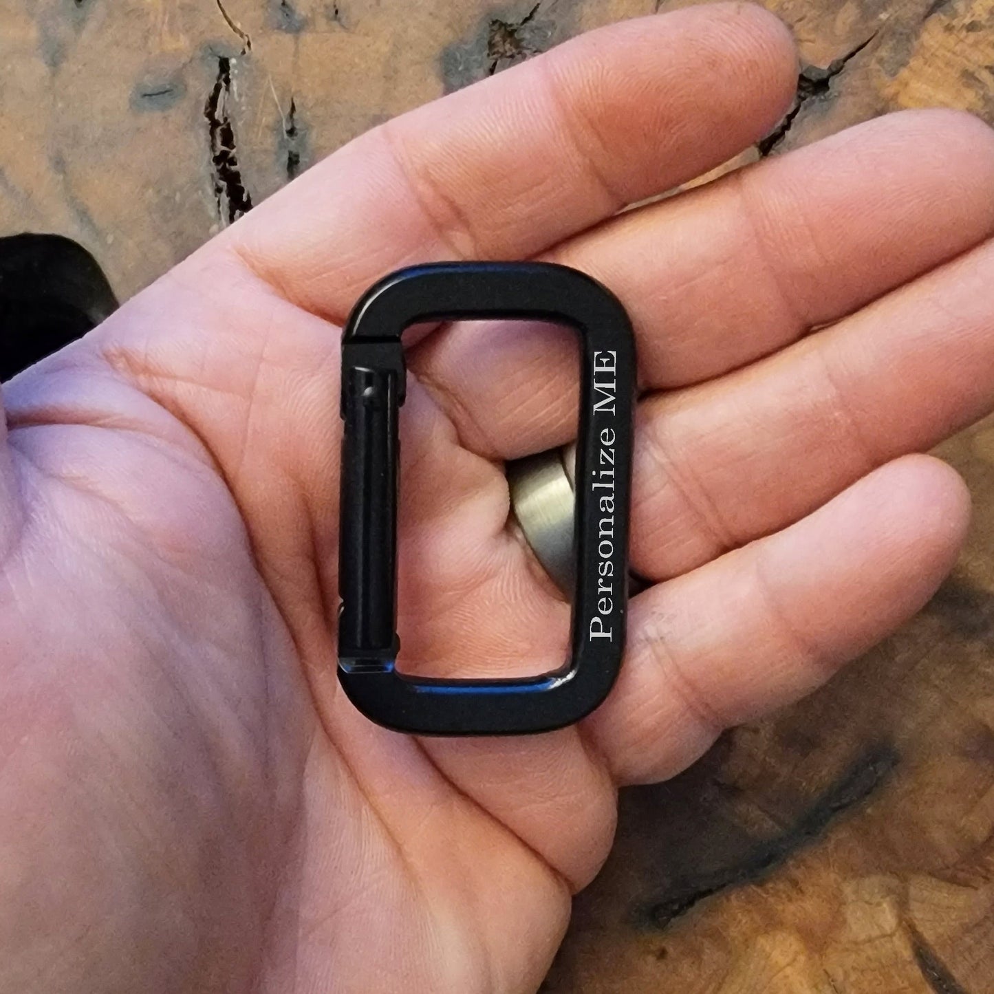 Think Engraved Custom Keychain Engraved Black Carabiner Keychain Ring Square Shaped