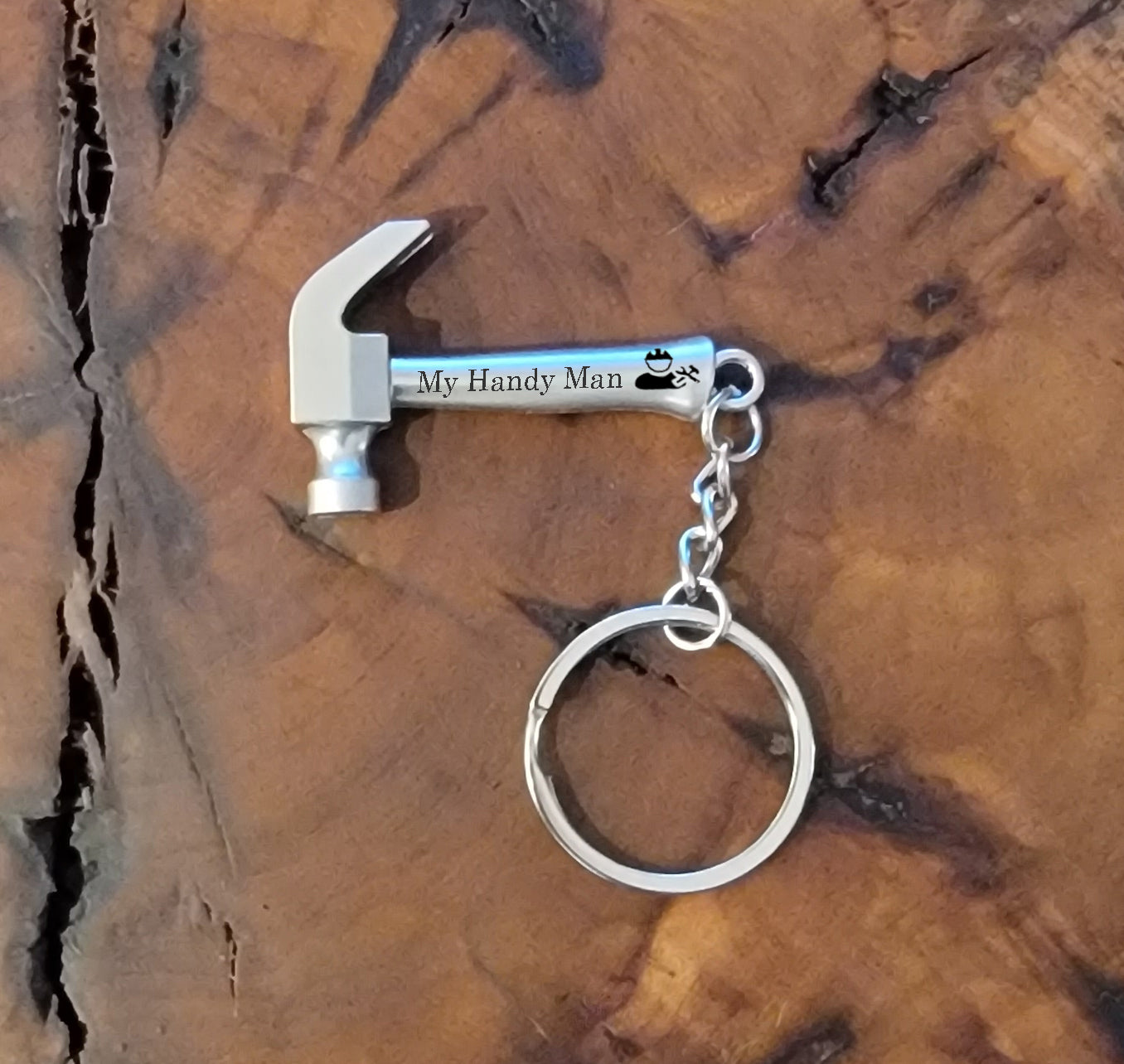 Think Engraved Custom Keychain Hammer Personalized Wrench, Hammer, or Crescent Wrench Keychain - Engraved Keychain