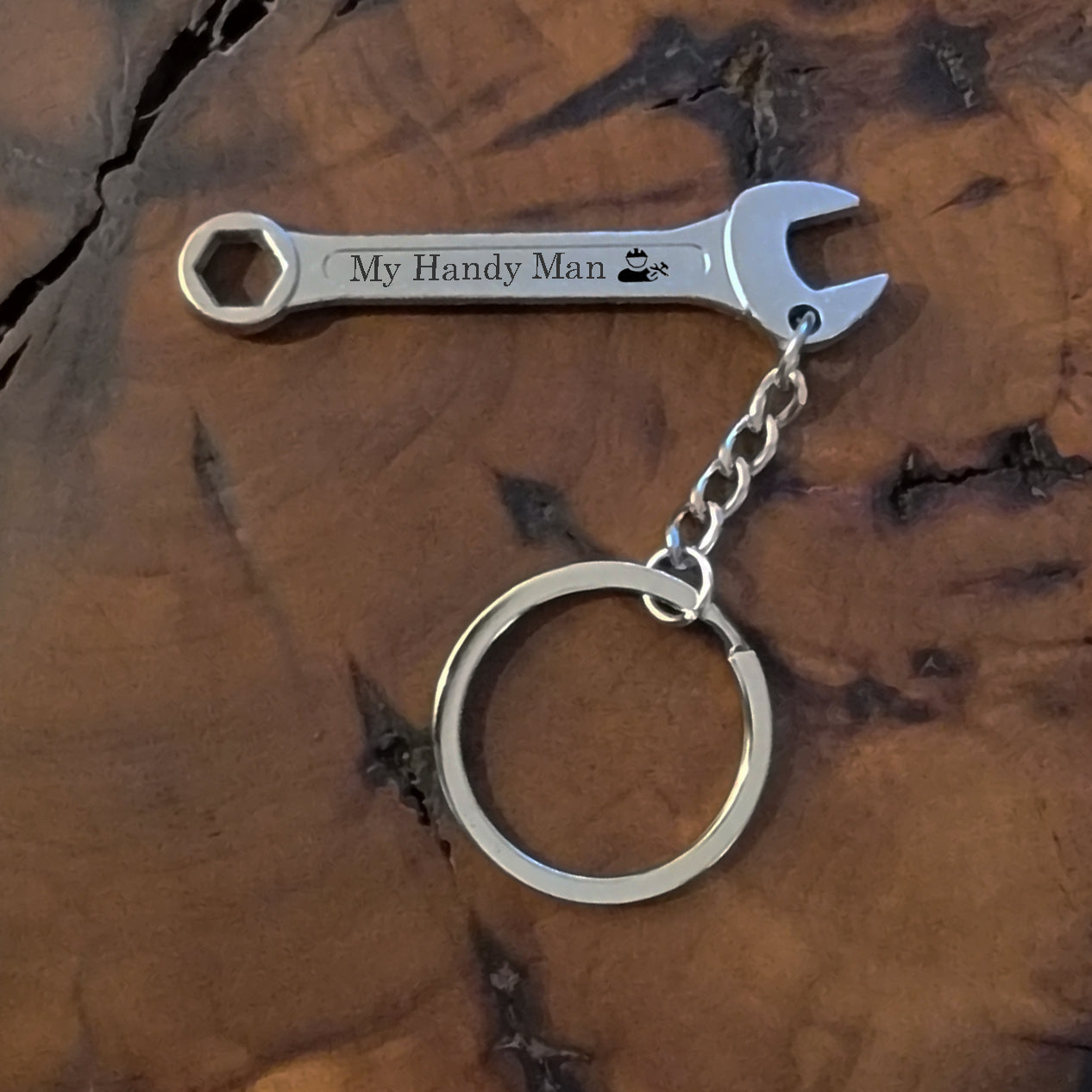 Think Engraved Custom Keychain Wrench Personalized Wrench, Hammer, or Crescent Wrench Keychain - Engraved Keychain