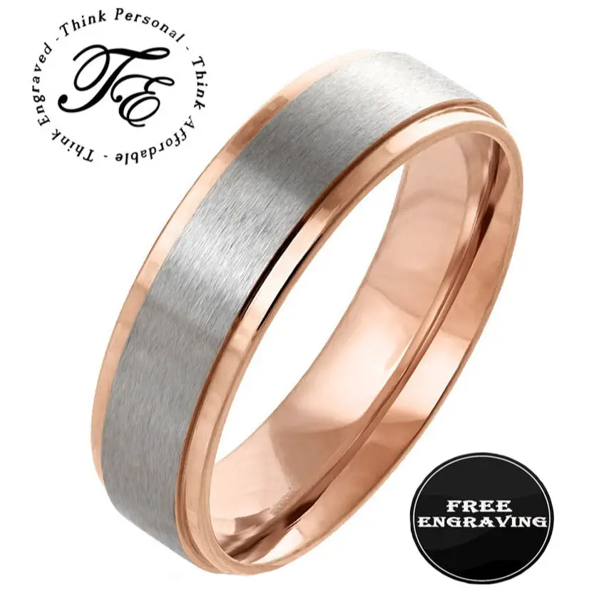 Think Engraved Promise Ring 5 Personalized Engraved Men's Rose Gold Promise Ring - Engraved Handwriting Ring