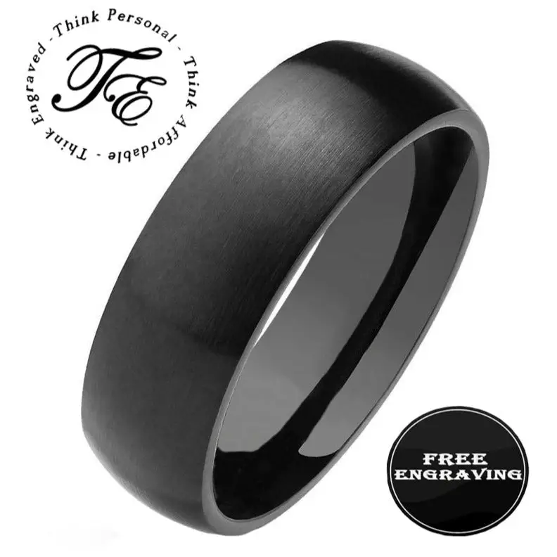 Think Engraved Promise Ring 5 Personalized Men's Matte Black Promise Ring - Engraved Men's Promise Ring