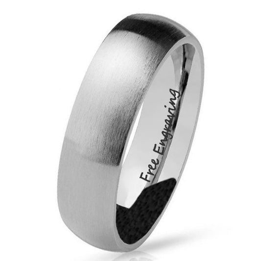 Think Engraved Promise Ring 5 Personalized Women's Promise Ring - Brushed Steel Dome Stainless Steel