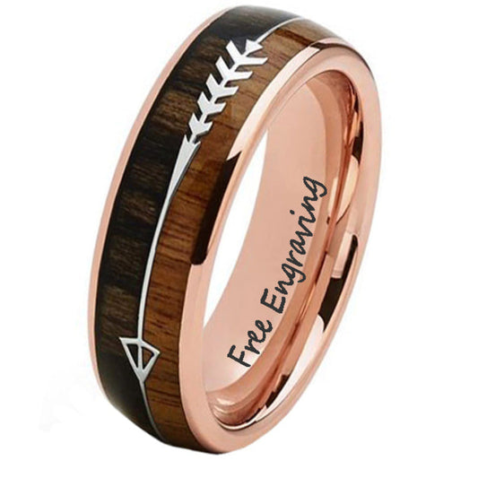 Think Engraved Promise Ring 6 Mens Personalized Rose Gold Promise Ring African Wood and Koa Wood