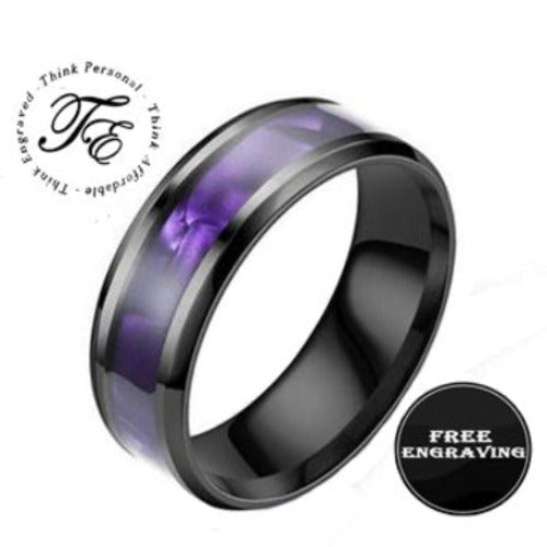 Think Engraved Promise Ring 6 Personalized Engraved Men's Promise Ring Chorite Purple - Handwriting Ring