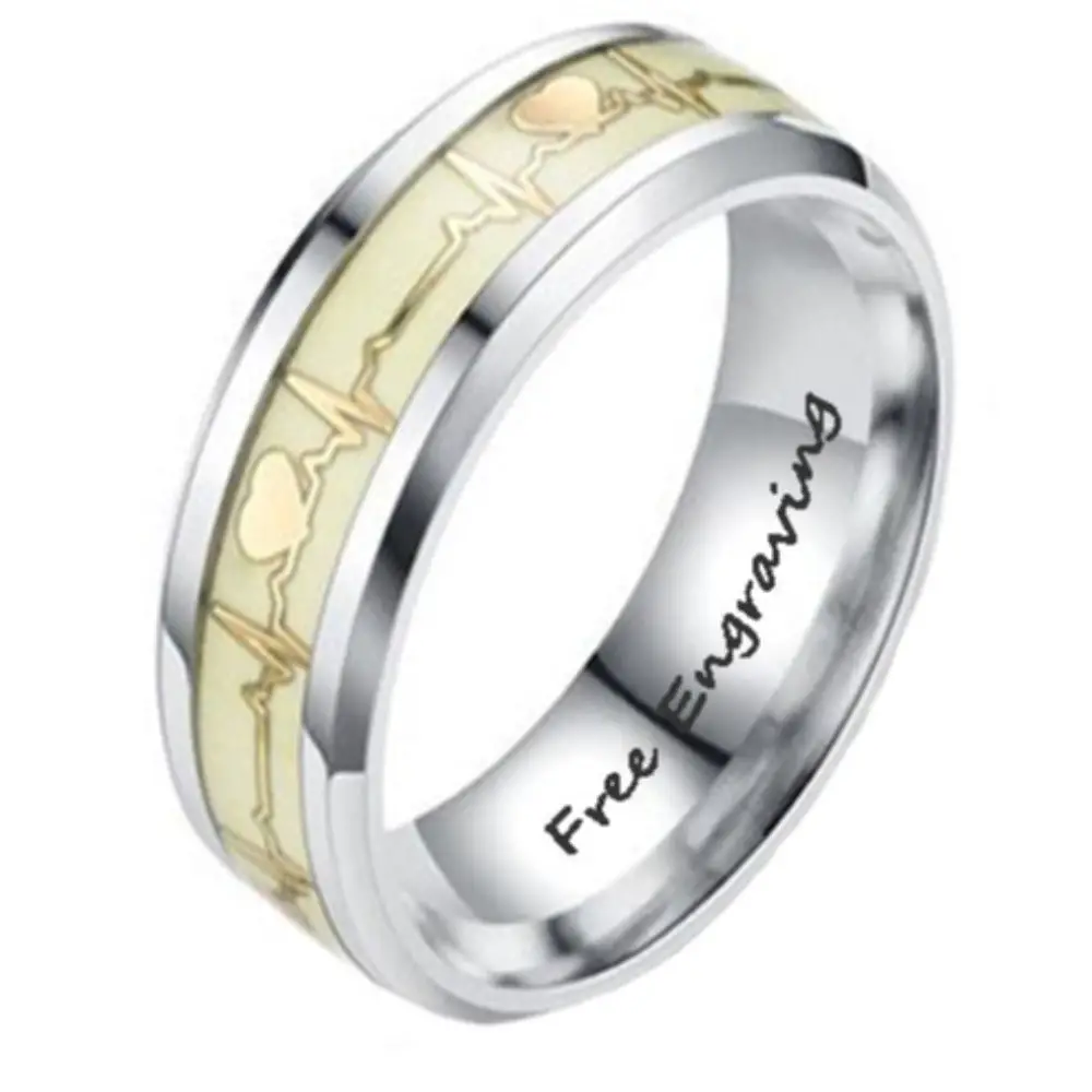 Think Engraved Promise Ring 6 Personalized Men's Heart Beat Promise Ring - Glowing Heartbeat