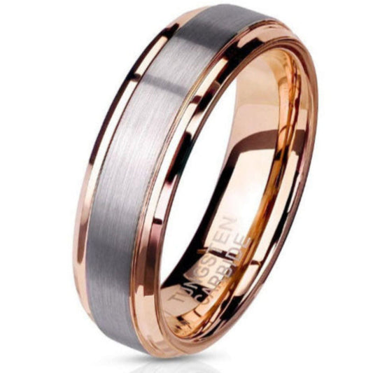 Think Engraved Promise Ring 7 Personalized Men's Tungsten Promise Ring Band - Brushed 14k Rose Gold