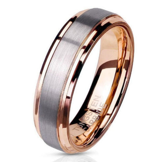 Think Engraved Promise Ring 7 Personalized Women's Tungsten Promise Ring Band - Brushed 14k Rose Gold