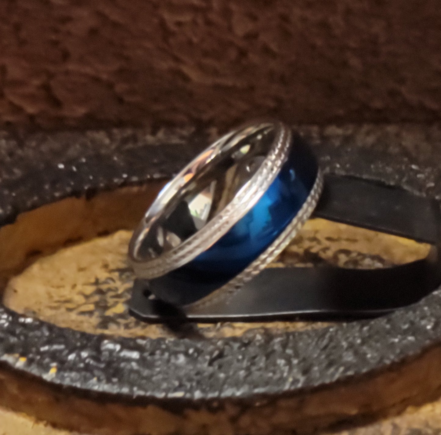 Think Engraved Promise Ring Custom Engraved Man's Blue Promise Ring - Personalized Promise Ring For Guys