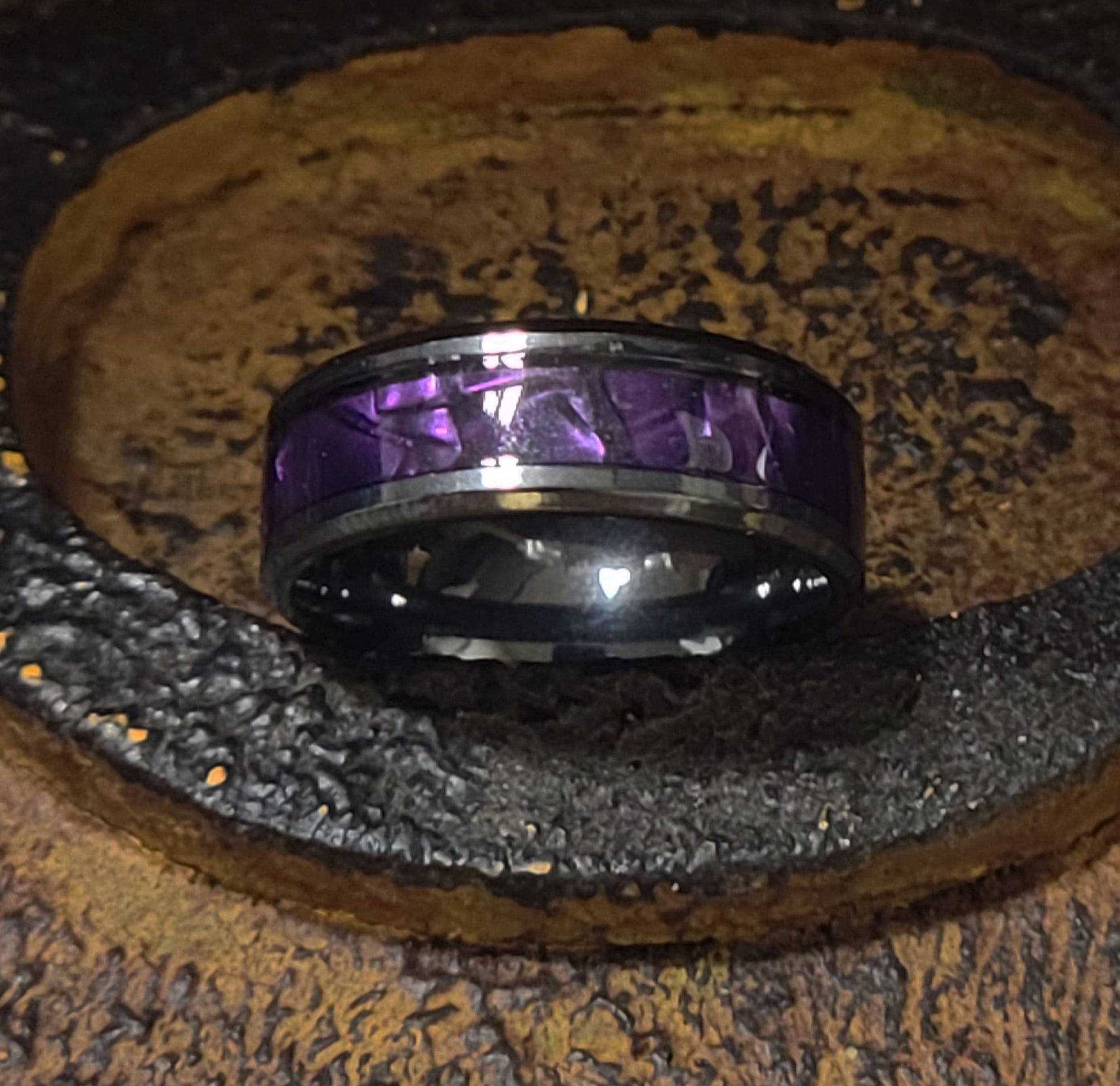 Think Engraved Promise Ring Personalized Engraved Men's Promise Ring Chorite Purple - Handwriting Ring