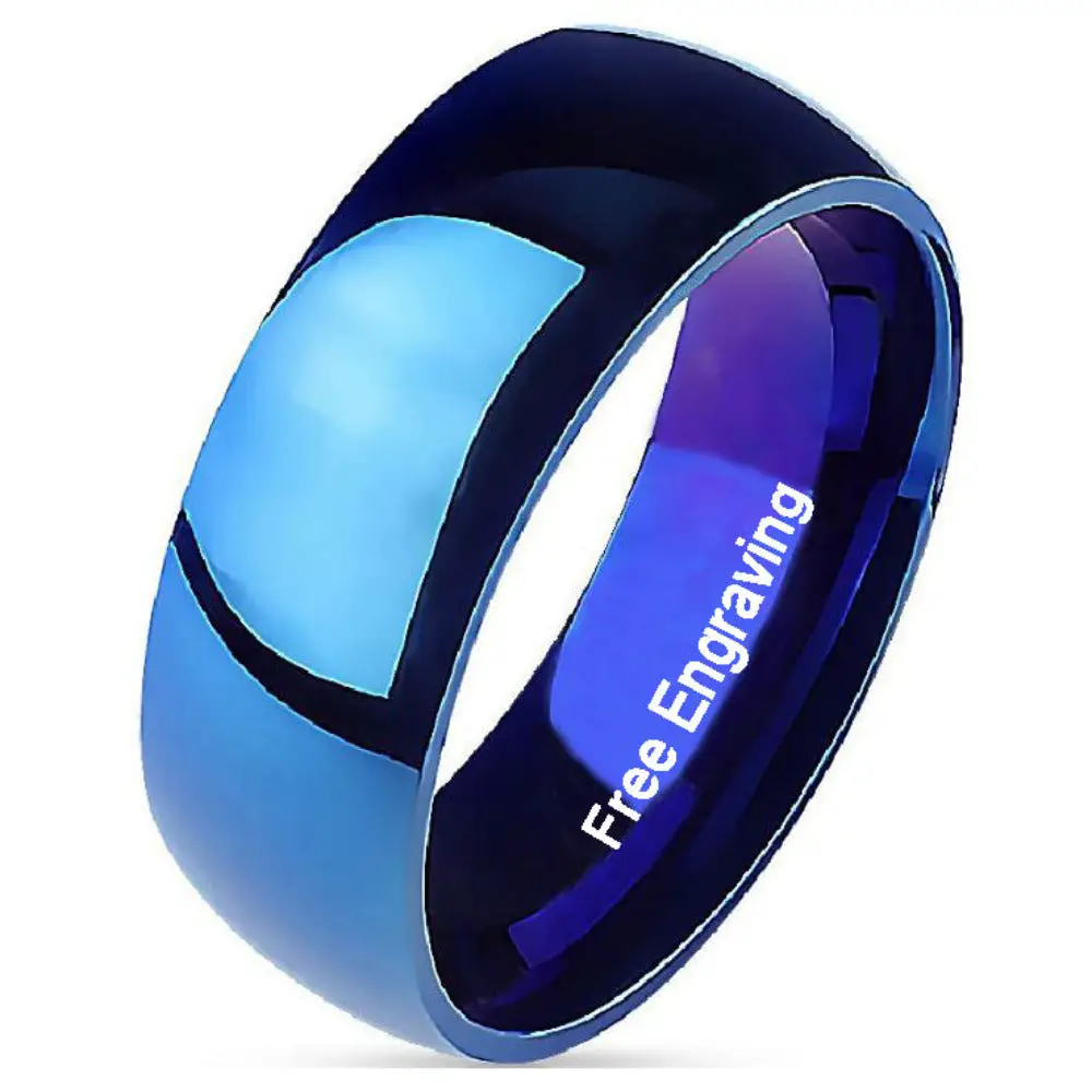 Think Engraved Promise Ring Personalized Men's Blue Promise Ring - Engraved Blue Promise Ring