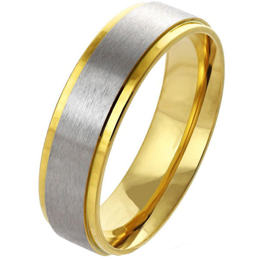 Think Engraved Promise Ring Personalized Women's Promise Ring - 14k Gold and Brushed Stainless Steel