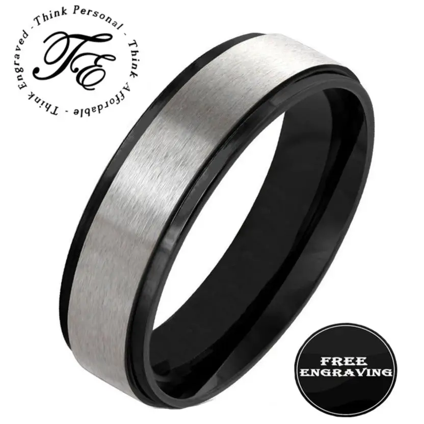 Think Engraved wedding Band 5 Personalized Men's Brushed Steel Wedding Ring - Engraved Handwriting Wedding Ring
