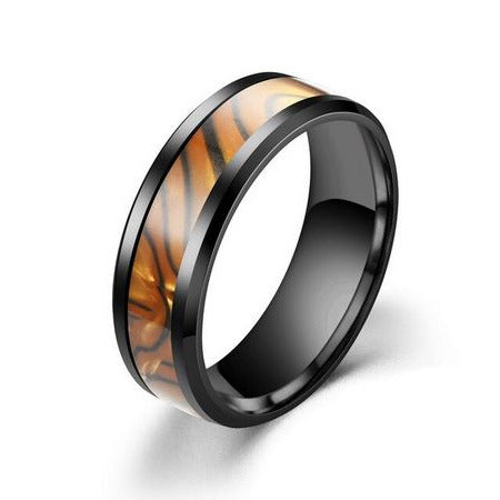 Think Engraved wedding Band 6 Custom Engraved Men's Tiger's Eye Opal Wedding Ring - Guy's Handwriting Ring