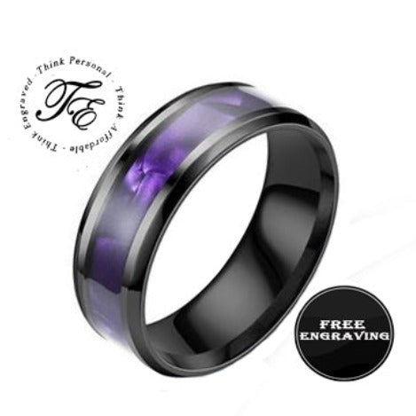 Think Engraved wedding Band 6 Custom Engraved Men's Wedding Ring Chorite Purple - Handwriting Ring