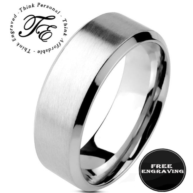 Think Engraved wedding Band 6mm size 5 Personalized Men's Silver Wedding Band - Engraved Silver Wedding Ring