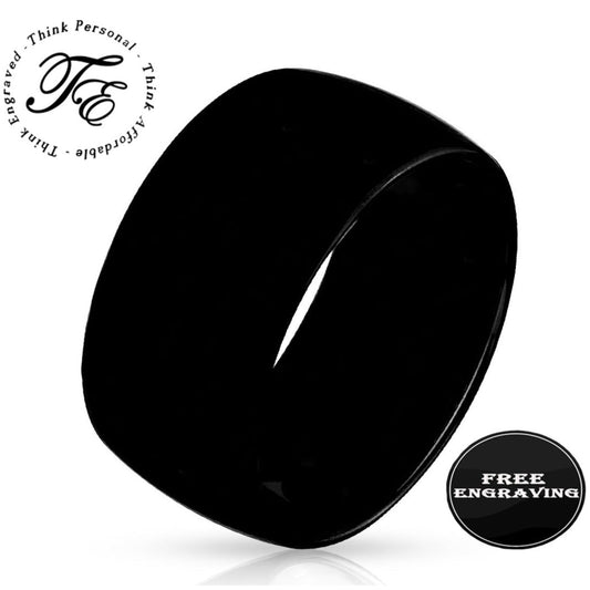 Think Engraved wedding Band 9 Personalized Men's Wide 10mm Wedding Ring - Engraved Handwriting Ring