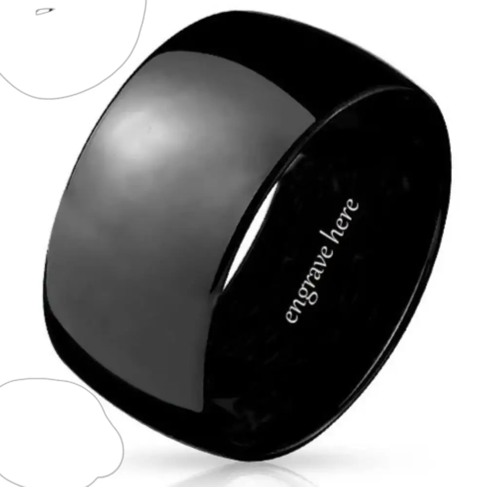 Think Engraved wedding Band 9 Personalized Men's Wide 10mm Wedding Ring - Engraved Handwriting Ring