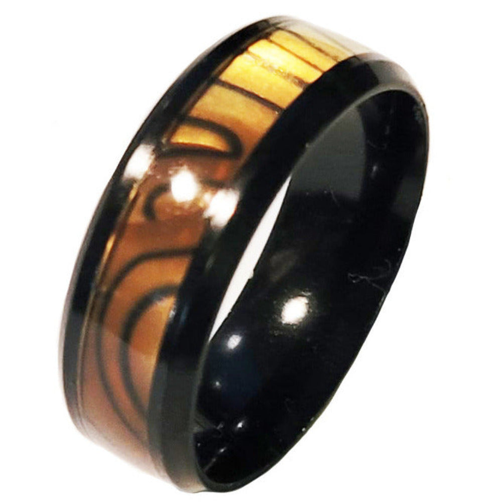 Think Engraved wedding Band Custom Engraved Men's Tiger's Eye Opal Wedding Ring - Guy's Handwriting Ring