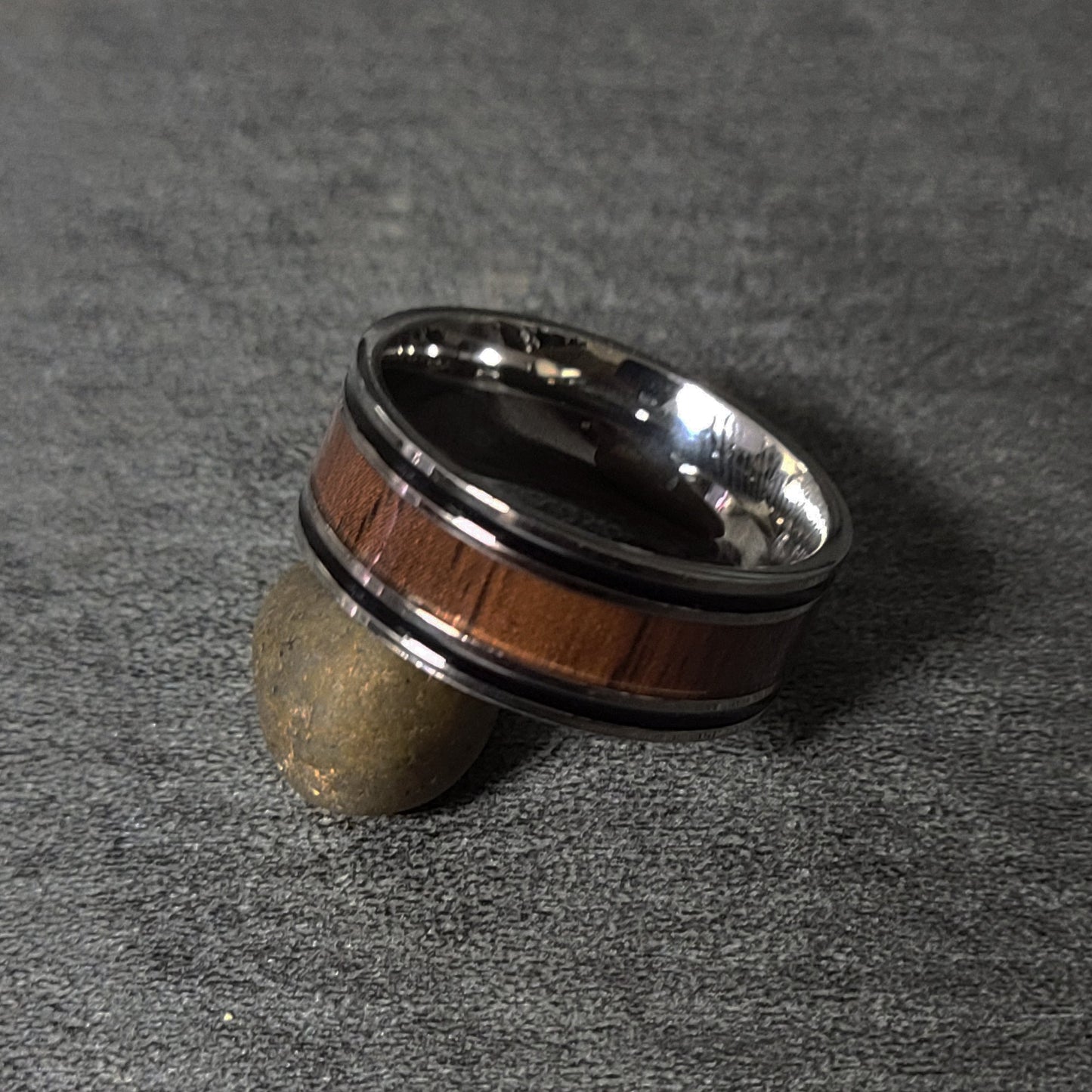 Think Engraved wedding Band Custom Engraved Men's Wood Wedding Ring - Personalized Promise Ring For Him