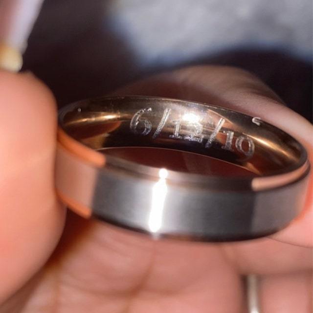 Think Engraved wedding Band Personalized Engraved Men's Rose Gold Wedding Ring - Engraved Handwriting Ring