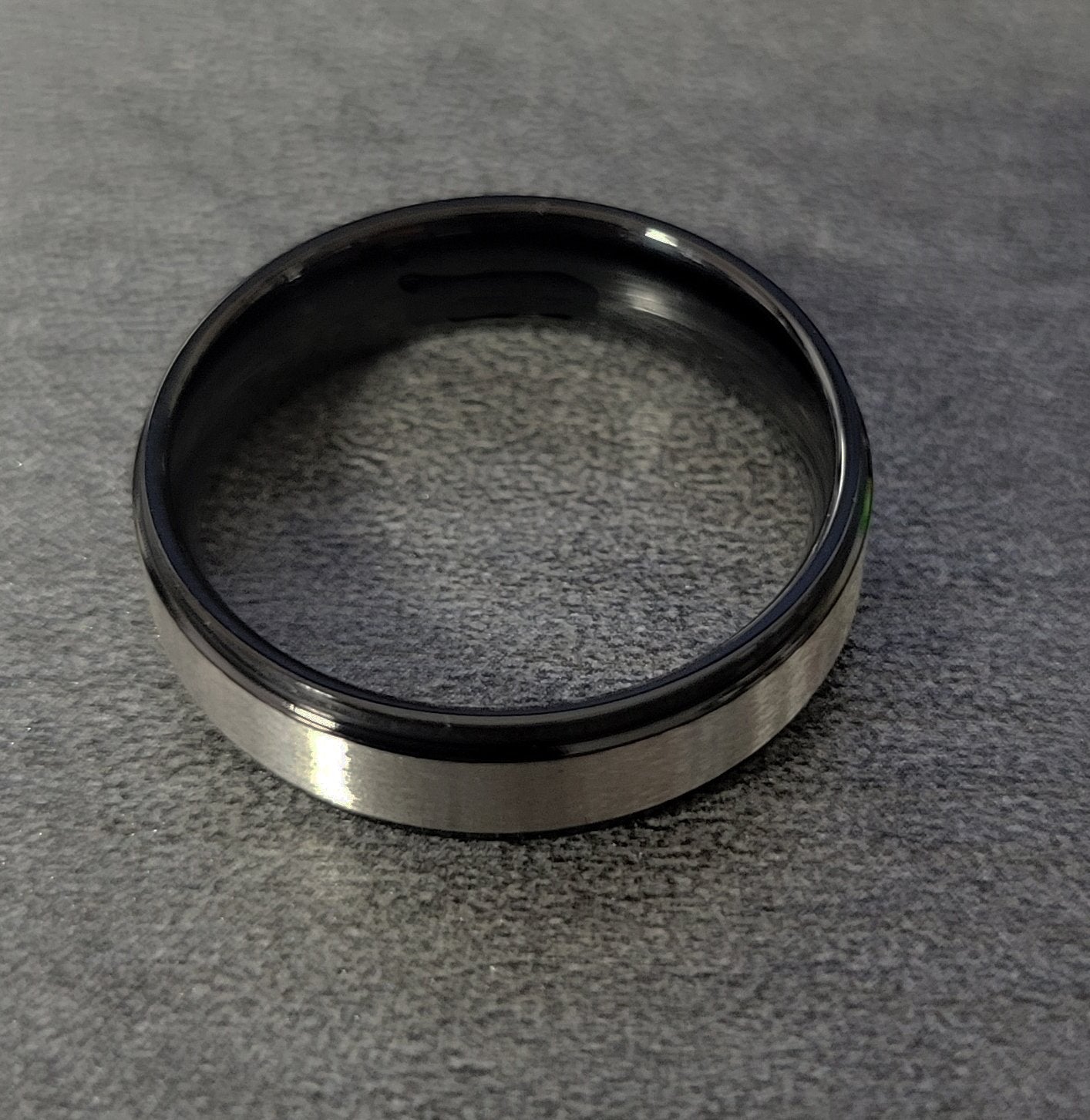 Think Engraved wedding Band Personalized Men's Brushed Steel Wedding Ring - Engraved Handwriting Wedding Ring