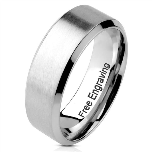 Think Engraved wedding Band Personalized Men's Silver Wedding Band - Engraved Silver Wedding Ring