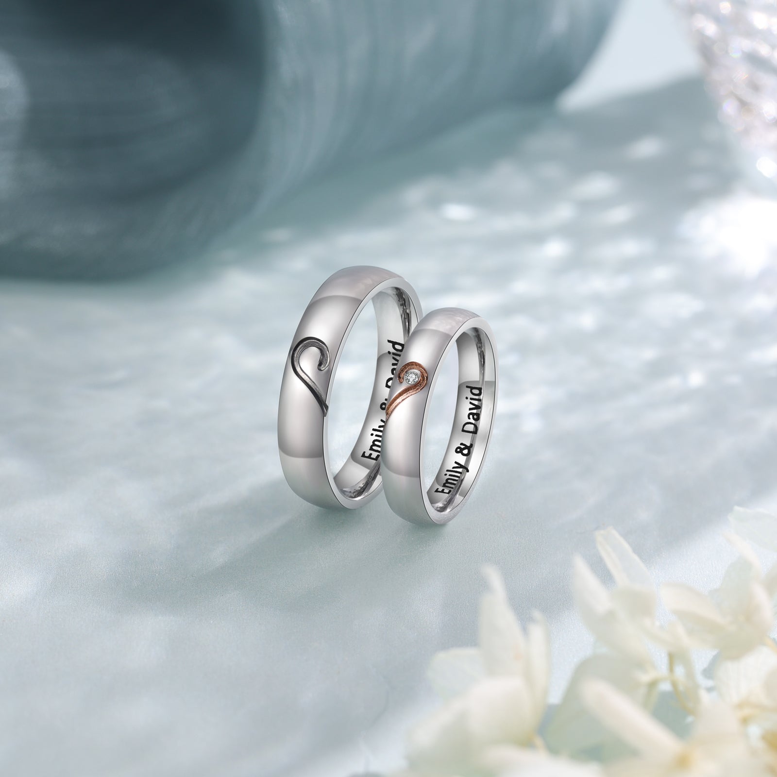 Sun Moon 925 Sterling Silver Couple Rings | Promise Ring Set | Avijewelry