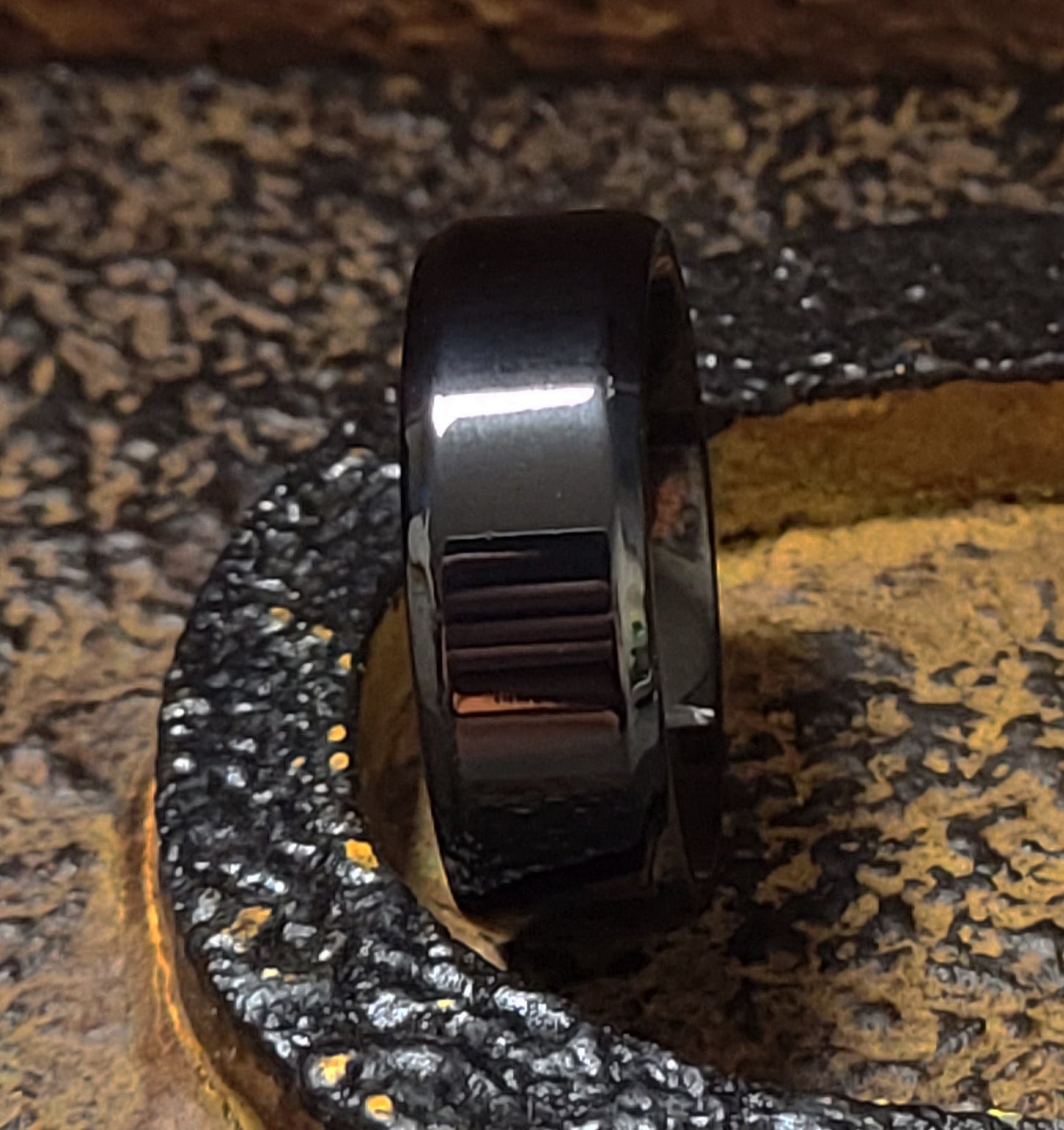 Think Engraved wedding Ring Personalized Men's Traditional Black Wedding Ring - Engraved Handwriting Ring