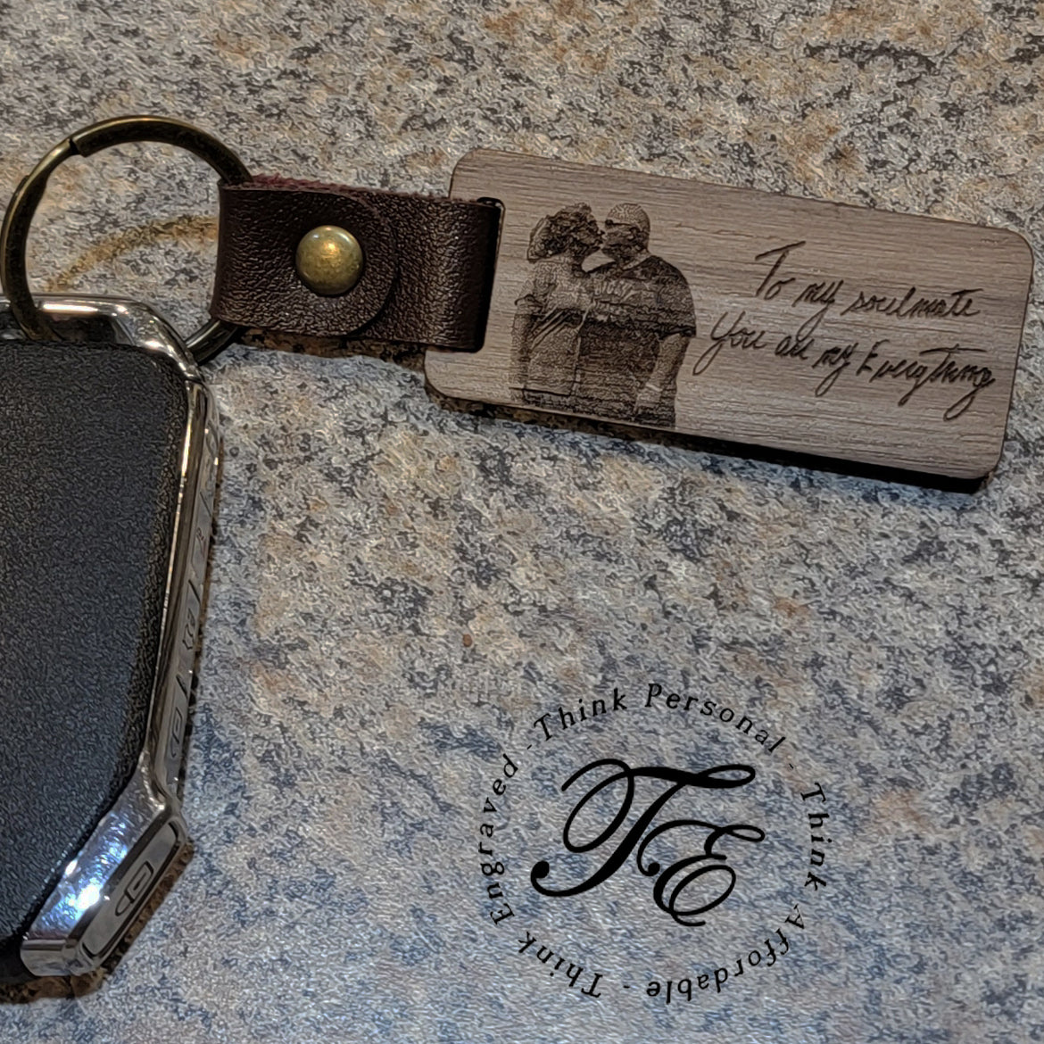 ThinkEngraved Custom Keychain Personalized Photo and Engraved Handwriting Key chain