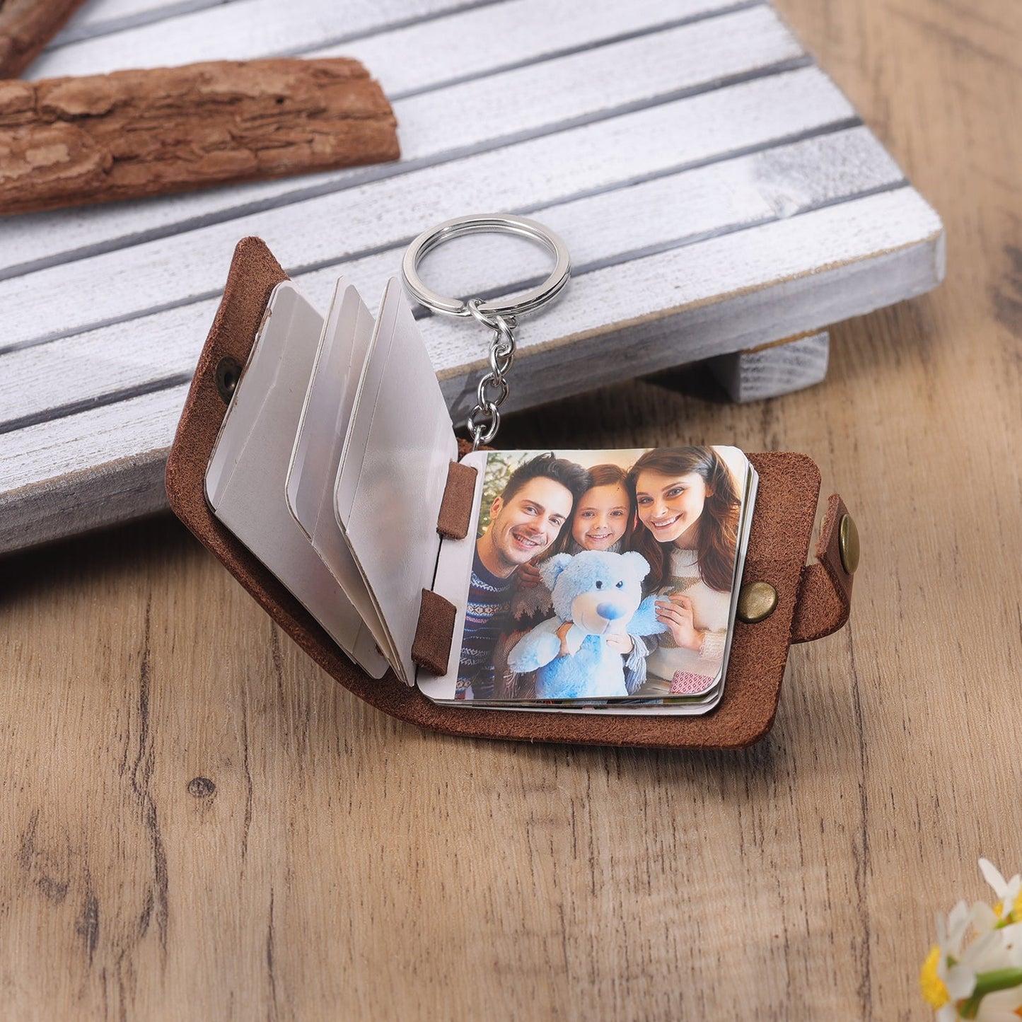 ThinkEngraved Custom Keychain Photo Collage Leather Key Chain Wallet Love is Forever Album 5 or 10 photos