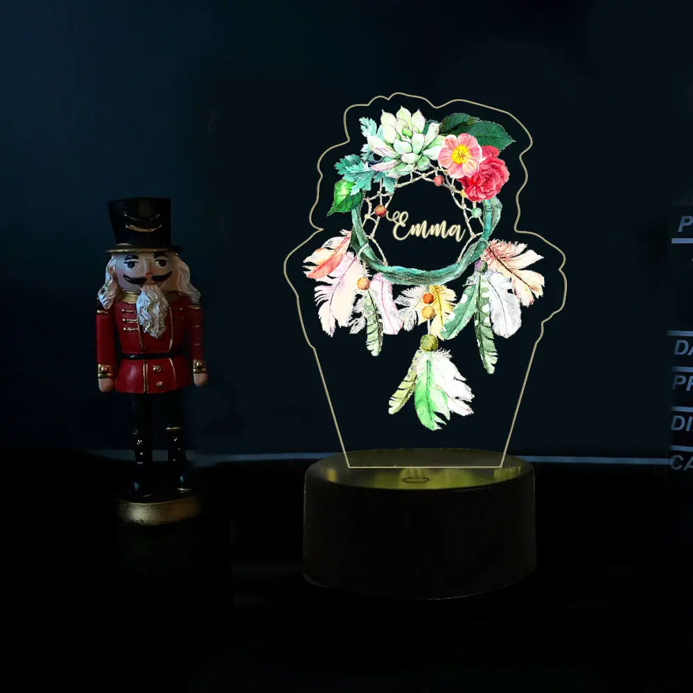 ThinkEngraved custom light Personalized Flower Dreamcatcher Light With Custom Engraved Name
