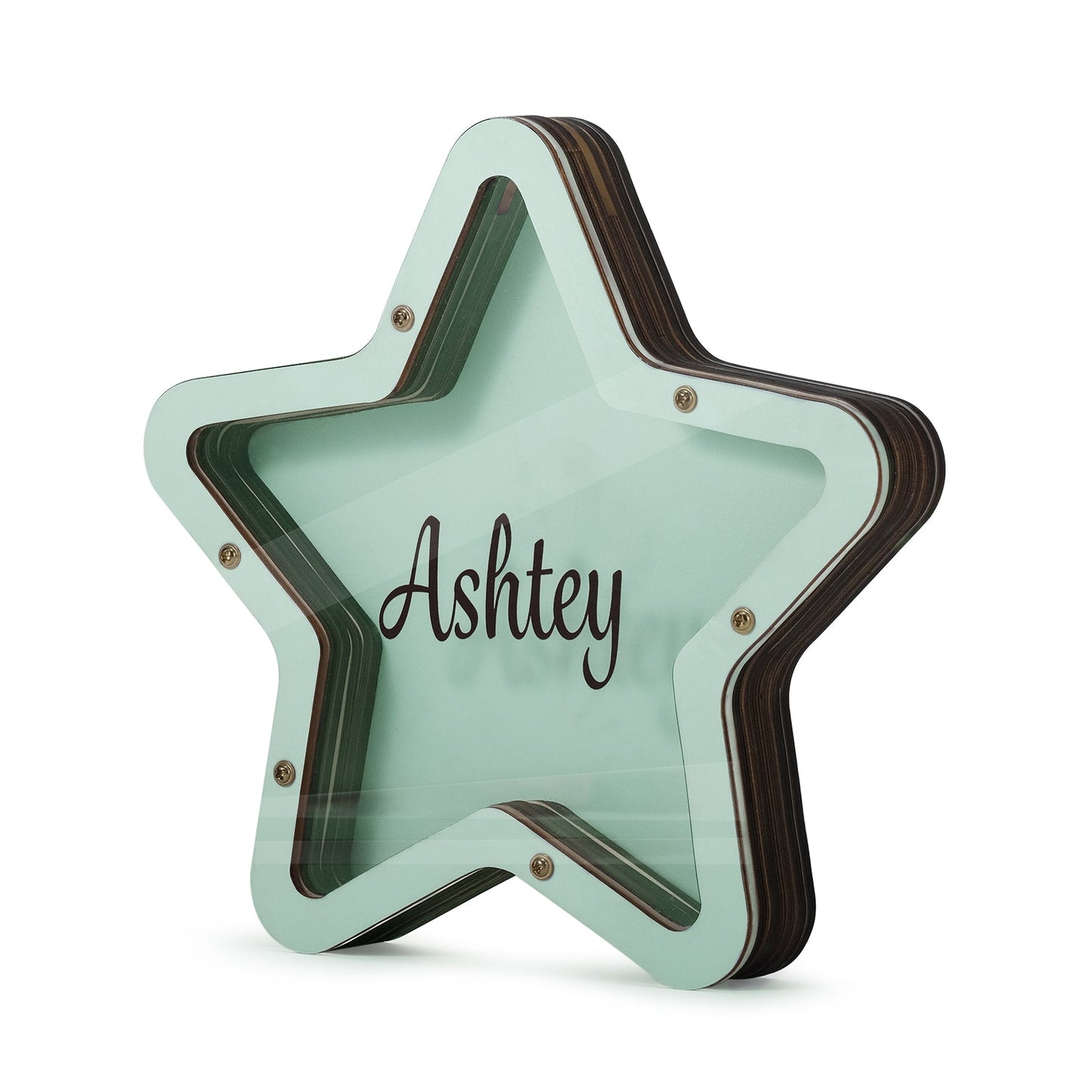 ThinkEngraved Custom Piggy Bank Personalized Handmade Wood Star Piggy Bank - Custom Name Piggy Bank