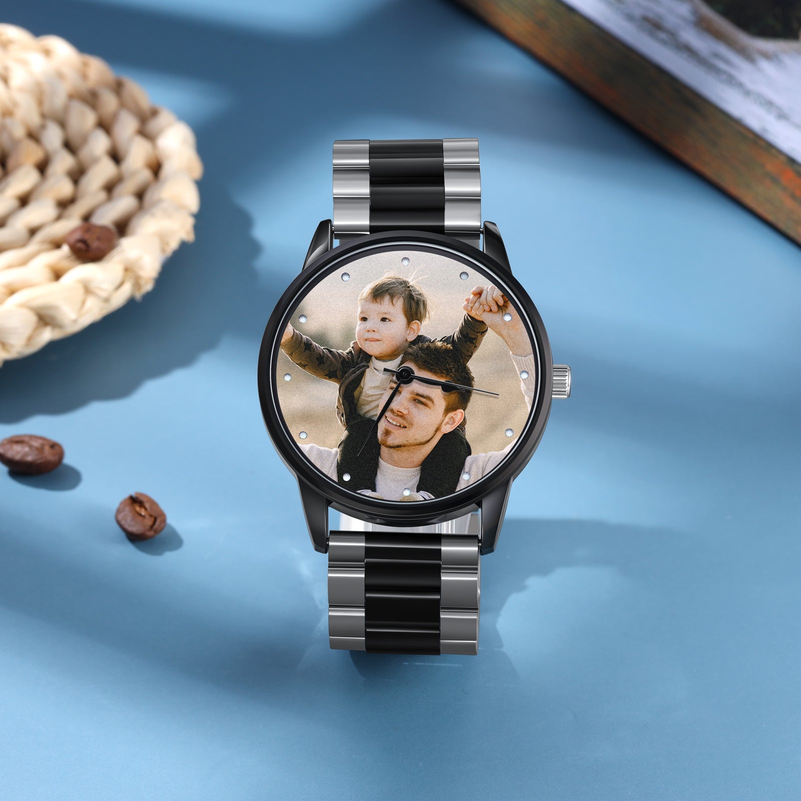 ThinkEngraved Custom watch Personalized Men's Custom Photo Watch With Engraving Father's Day Boyfriend
