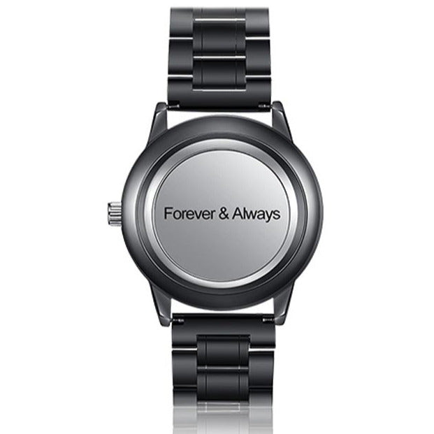 ThinkEngraved Custom watch Personalized Photo and Custom Message Black Band Black Bezel