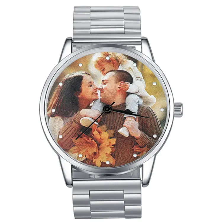 ThinkEngraved Custom watch Personalized Silver Photo Watch With Custom Engraved Message