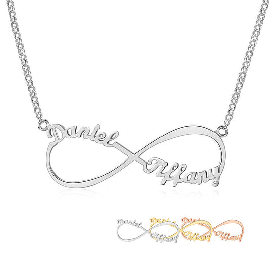 ThinkEngraved cutout Personalized 2 Name Infinity 3D Cutout Name Necklace