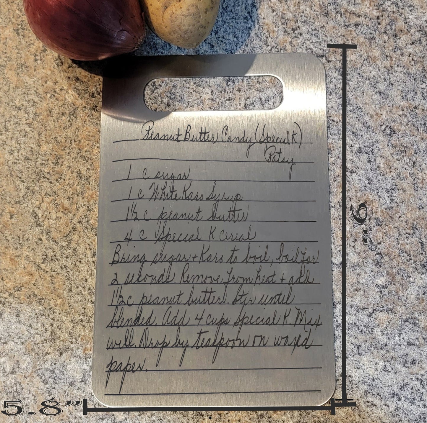 ThinkEngraved Cutting Board Engraved Handwriting Recipe Stainless Steel Cutting Board