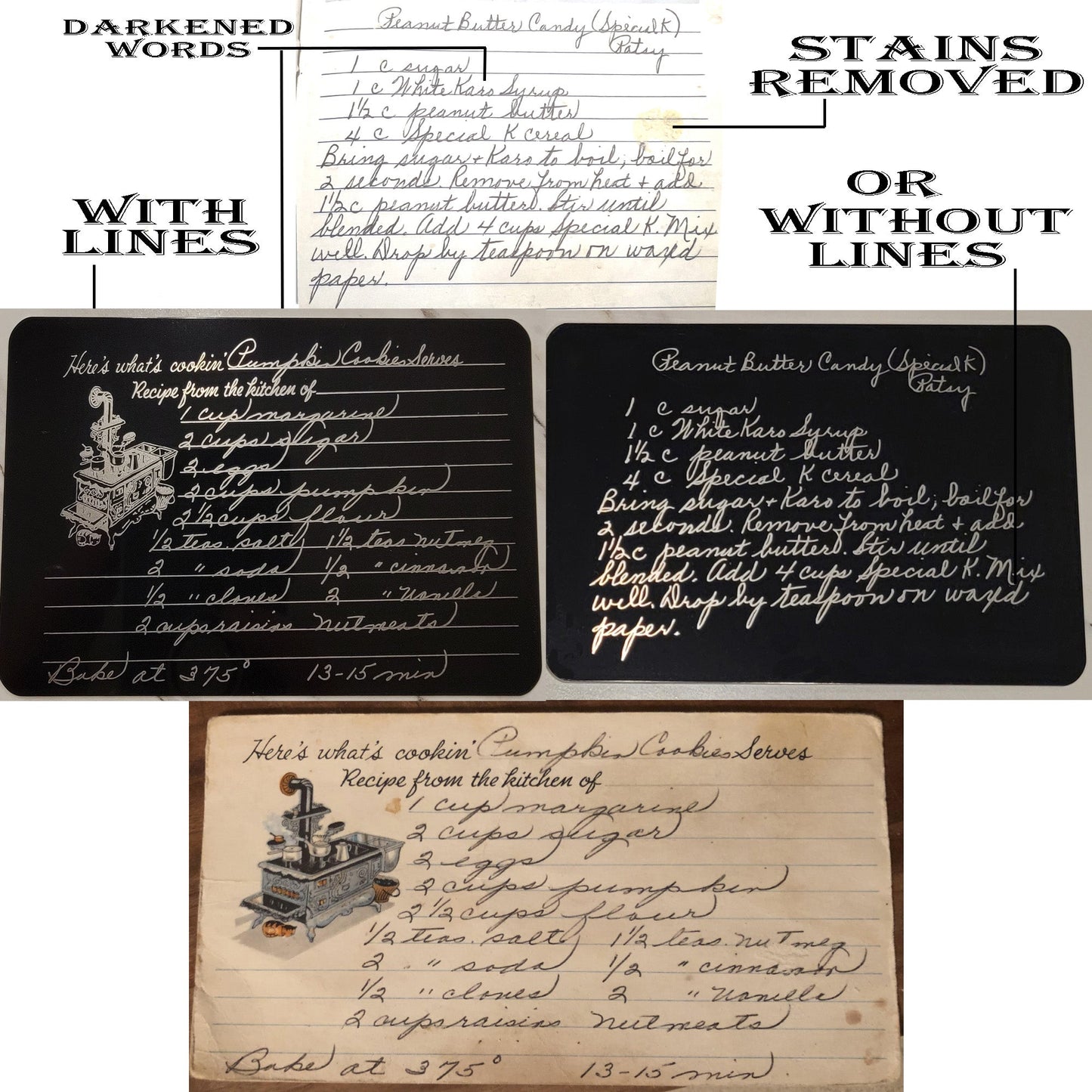 ThinkEngraved Cutting Board Engraved Handwritten Recipe Metal Card - Personalized Grandma's Recipe Card