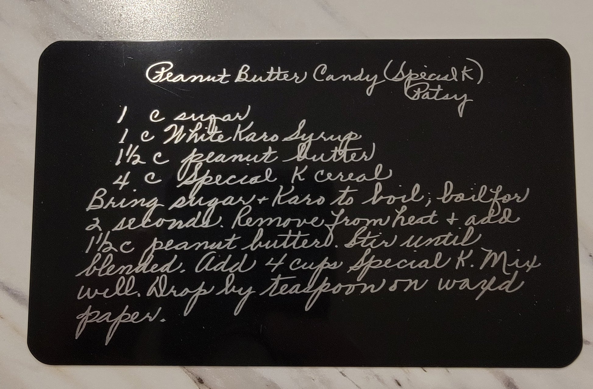 ThinkEngraved Cutting Board Engraved Handwritten Recipe Metal Card - Personalized Grandma's Recipe Card