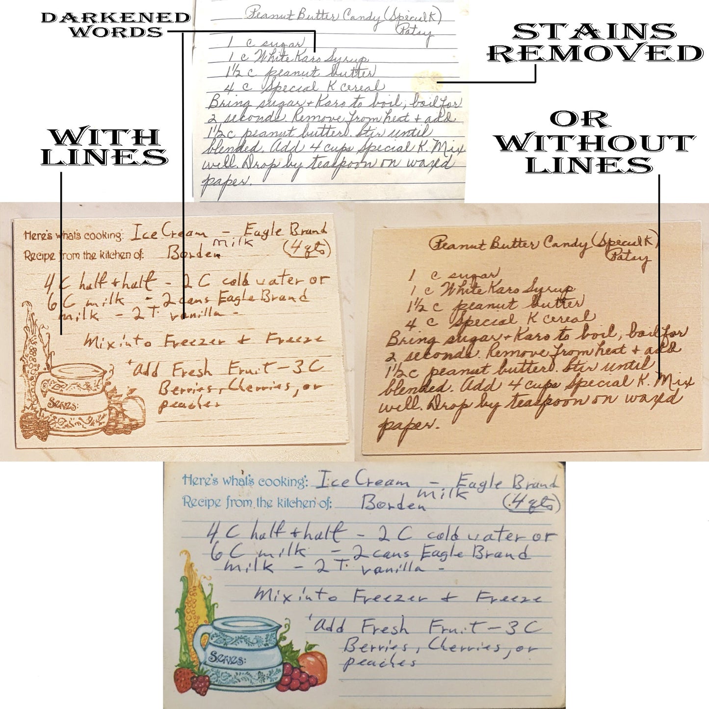 ThinkEngraved Cutting Board Engraved Handwritten Recipe Wood Card  - Personalized Grandma's Recipe Card