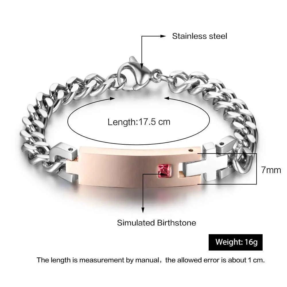 ThinkEngraved engraved bracelet Men's or Women's Custom Engraved Name Bracelet 1 Birthstone Engraved Bracelet