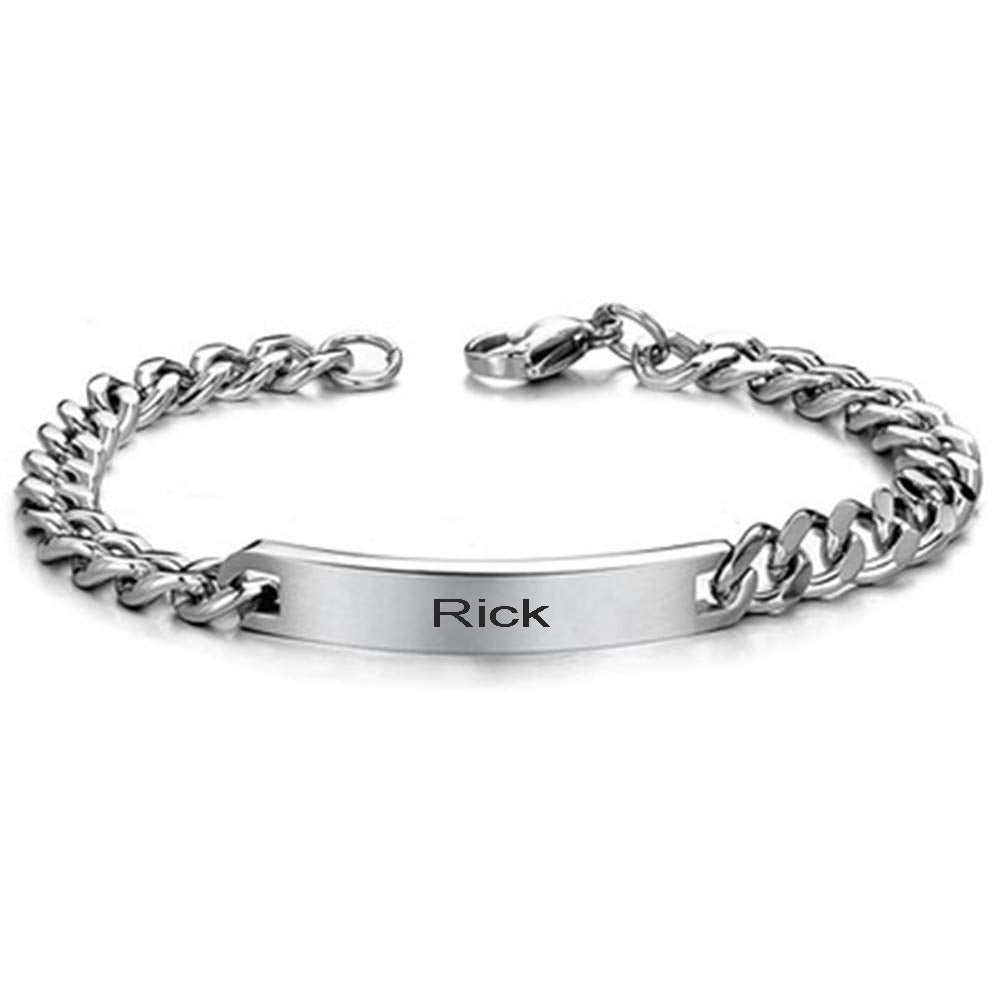 ThinkEngraved engraved bracelet Personalized Couples Bracelets - Matching His and Hers Steel Bracelets