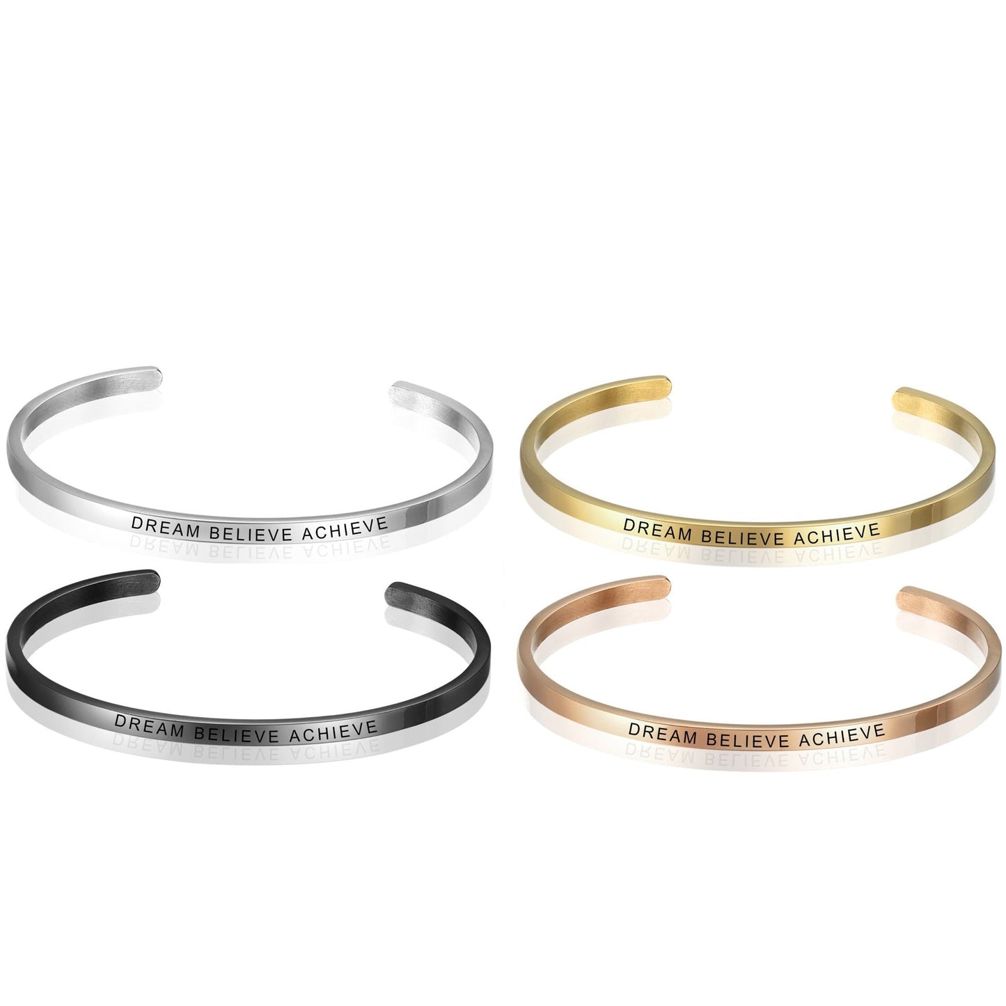 ThinkEngraved engraved bracelet Personalized Engraved Cuff Bar Bracelet - Silver, Black, Gold or Rose Gold