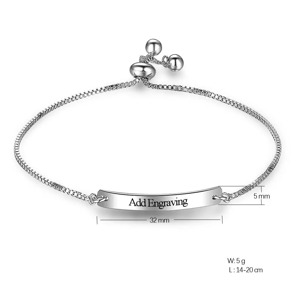 ThinkEngraved engraved bracelet Personalized Engraved Silver Name I.D. Bracelet Adjustable