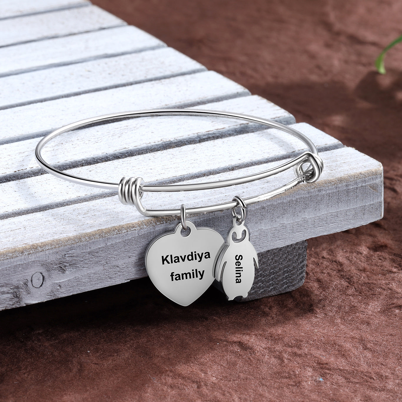 ThinkEngraved engraved bracelet Personalized Heart and Penguin Kids Charm Bracelet 1 Engraved Name