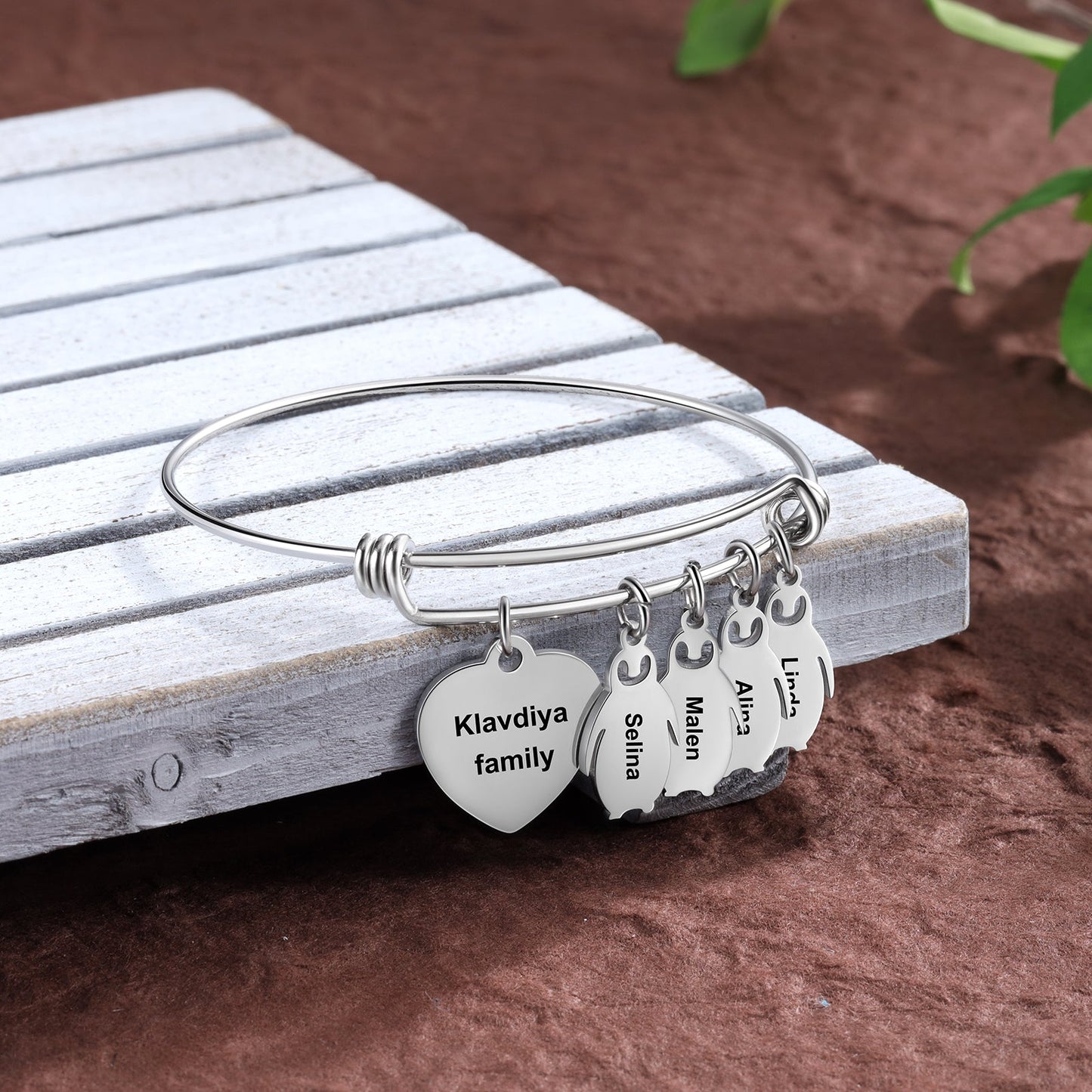 ThinkEngraved engraved bracelet Personalized Heart and Penguin Kids Charm Bracelet 4 Engraved Names
