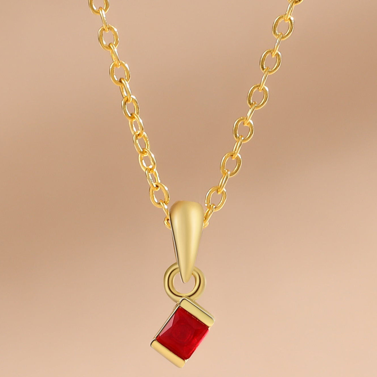 ThinkEngraved engraved necklace 1 Birthstone Elegant Square Stone Mother's Necklace