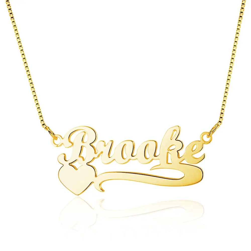 ThinkEngraved engraved necklace 14k gold over sterling silver Personalized Heart Accent Name Necklace - Custom Name Necklace