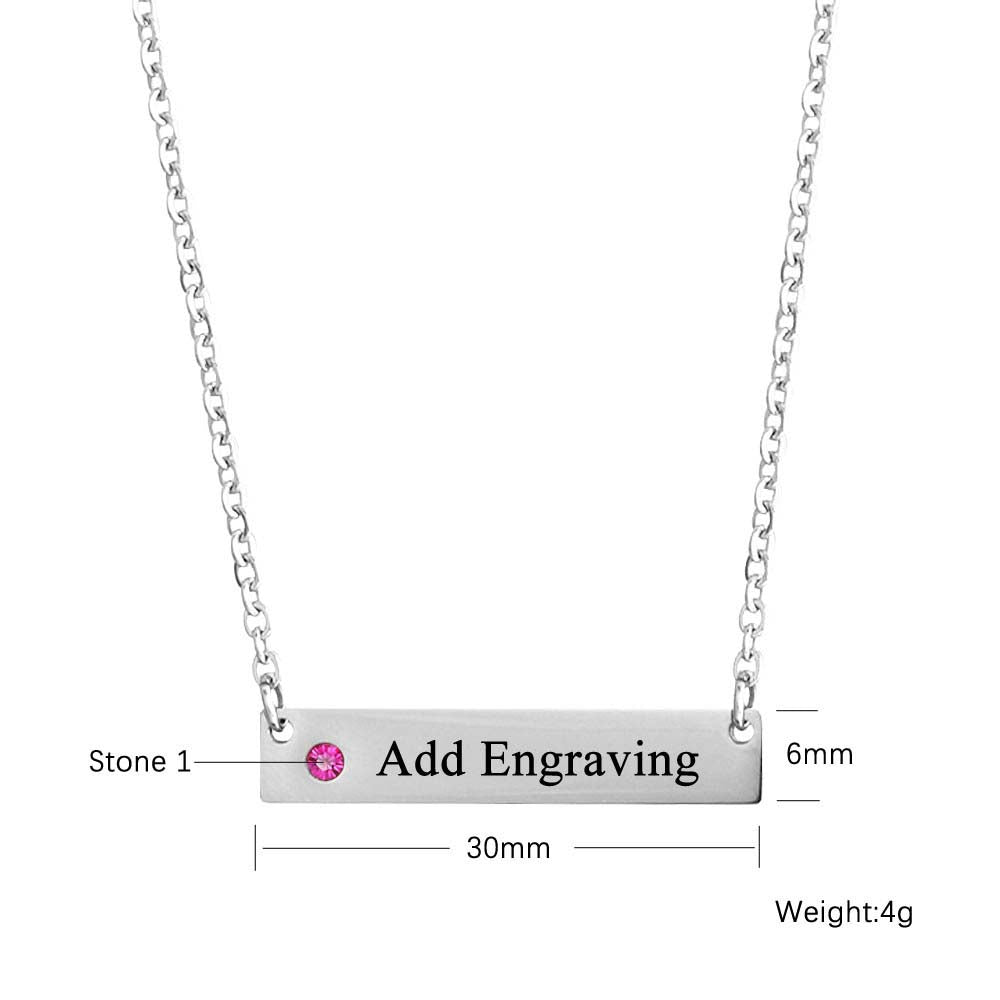 ThinkEngraved engraved necklace 925 Sterling Silver Personalized Birthstone Name Necklace 1 Stone 1 Engraved Name